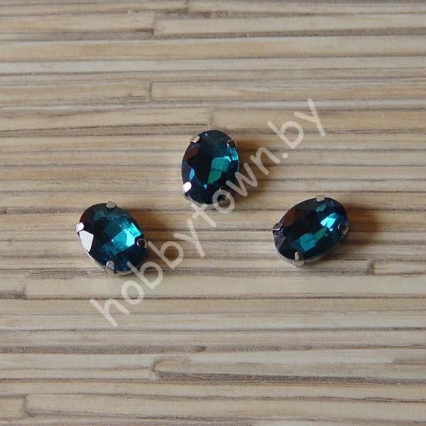 Стразы пришивные Овал 14x10 мм (цв. тёмно-бирюзовый 8) 1 шт.