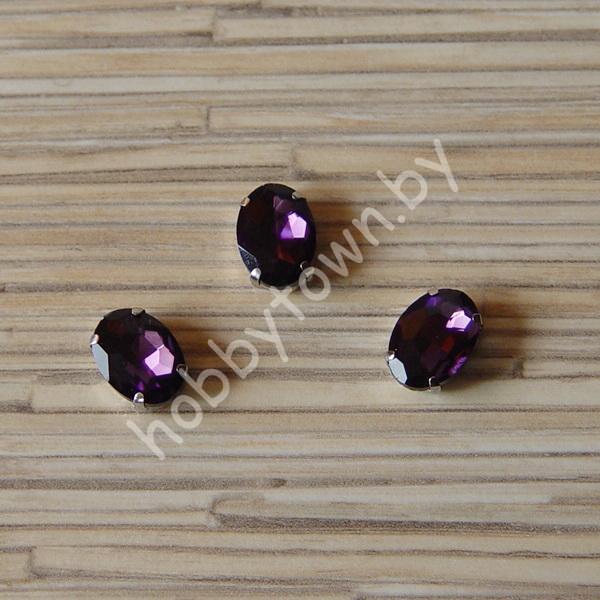 Стразы пришивные Овал 14x10 мм (цв. тёмно-сиреневый 15) 1 шт.