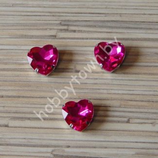 Стразы пришивные Сердечко 16 мм (цв. фуксия 21) 1 шт.
