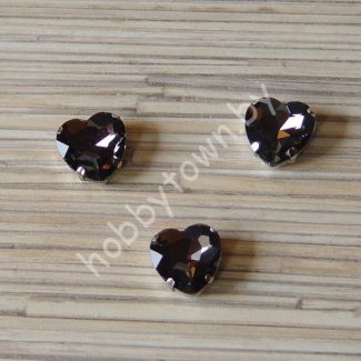 Стразы пришивные Сердечко 16 мм (цв. графитовый 2) 1 шт.