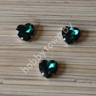 Стразы пришивные Сердечко 16 мм (цв. изумрудный 5) 1 шт.