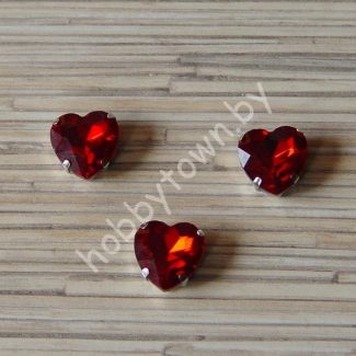 Стразы пришивные Сердечко 16 мм (цв. красный 17) 1 шт.