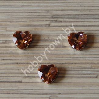 Стразы пришивные Сердечко 16 мм (цв. розовый персик 19) 1 шт.