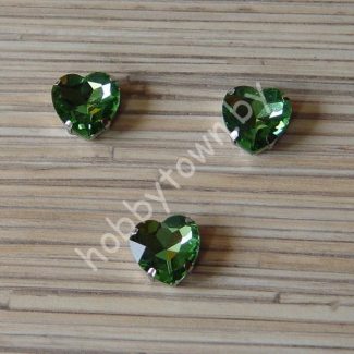 Стразы пришивные Сердечко 16 мм (цв. салатовый 7) 1 шт.