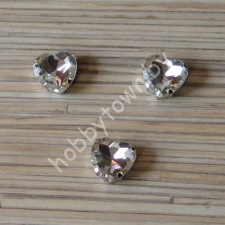 Стразы пришивные Сердечко 16 мм (цв. серебро 1) 1 шт.