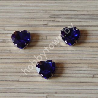 Стразы пришивные Сердечко 16 мм (цв. синий 9) 1 шт.