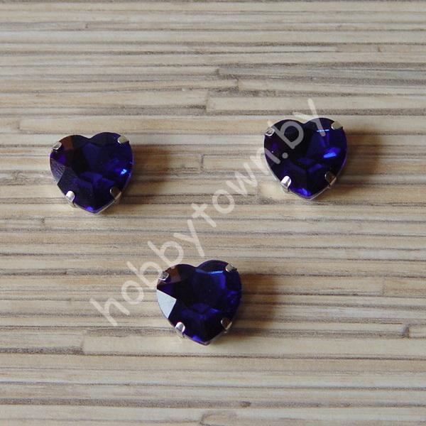 Стразы пришивные Сердечко 16 мм (цв. синий 9) 1 шт.