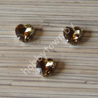 Стразы пришивные Сердечко 16 мм (цв. св-золото 3) 1 шт.