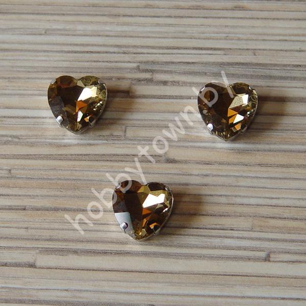 Стразы пришивные Сердечко 16 мм (цв. св-золото 3) 1 шт.