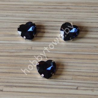 Стразы пришивные Сердечко 16 мм (цв. тёмно-синий 11) 1 шт.