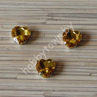 Стразы пришивные Сердечко 16 мм (цв. золото 14) 1 шт.