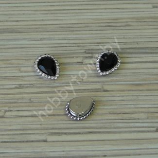 Стразы пришивные в цапах Капля 14x18 мм (цв. чёрный) 1 шт.