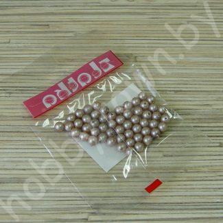 Бусины пластиковые перламутр 6 мм (цв. бежевый) 50 шт.