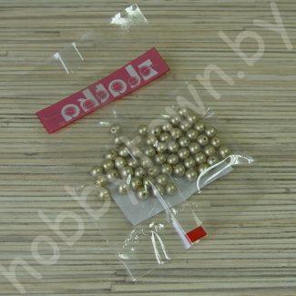 Бусины пластиковые перламутр 6 мм (цв. серо-золотой) 50 шт.