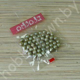 Бусины пластиковые перламутр 8 мм (цв. оливковый) 50 шт.