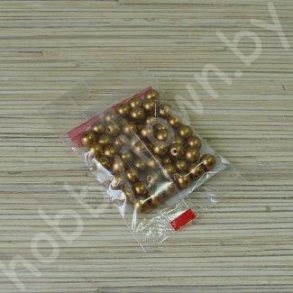 Бусины пластиковые перламутр 8 мм (цв. рыже-золотой) 50 шт.