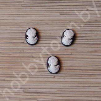 Кабошон Камея 18x25 мм (цв. чёрный) 1шт.