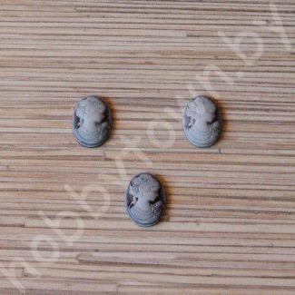 Кабошон Камея 18x25 мм (цв. серый) 1шт.