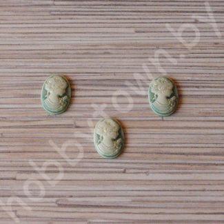 Кабошон Камея 18x25 мм (цв. зелёный) 1шт.