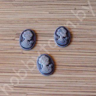 Кабошон камея 22x30 мм (цв. синий) 1шт.