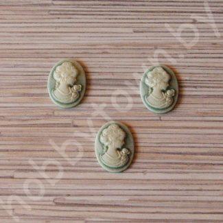 Кабошон камея 22x30 мм (цв. зелёный) 1шт.