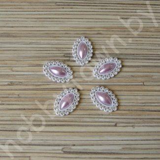Кабошон-серединка со стразами 24x16 мм Овал заостренный (цв. сиреневый) 1шт.