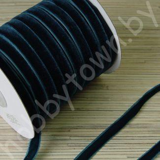 Лента бархатная 1 см (цв.морской тёмно-зелёный 65) 1 метр