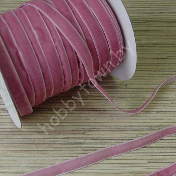 Лента бархатная 1 см (цв.розовый 37) 1 метр