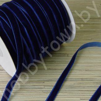 Лента бархатная 1 см (цв.синий 175) 1 метр