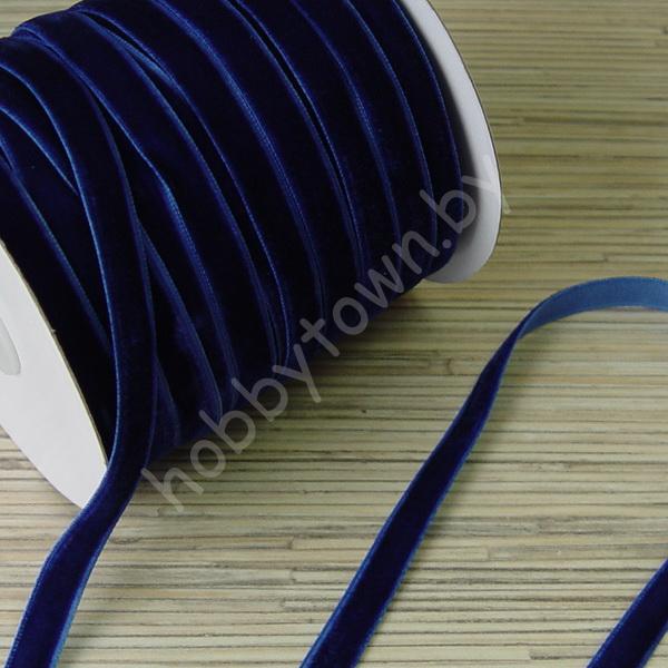 Лента бархатная 1 см (цв.синий 175) 1 метр