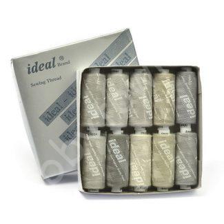 Набор бытовых ниток IDEAL 40/2 366м 100% п/э, (цв.серые оттенки ) 10шт