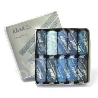 Набор бытовых ниток IDEAL 40/2 366м 100% п/э, (цв. синие оттенки) 10шт