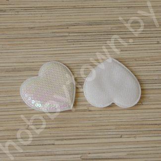 Патч с пайетками Сердечко 55х50мм (цв. белый хамелеон) 1шт.