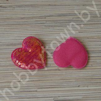 Патч с пайетками Сердечко 55х50мм (цв. коралловый хамелеон) 1шт.