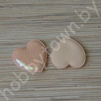 Патч с пайетками Сердечко 55х50мм (цв. персиковый хамелеон) 1шт.