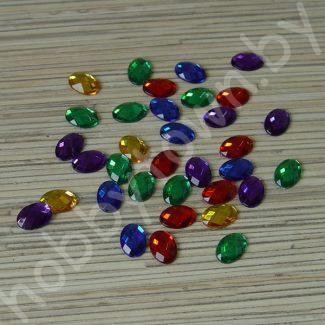 Стразы термоклеевые пластик 10x14 мм (цв. микс) 10шт.