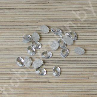 Стразы термоклеевые пластик 10x14 мм (цв. серебро) 10шт.