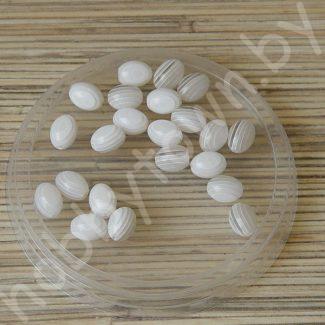 Бусины овальные 9x12 мм (цв. белый) 1 шт.