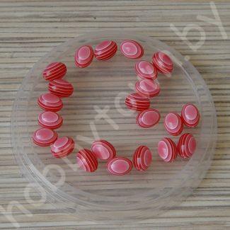 Бусины овальные 9x12 мм (цв. красный) 1 шт.