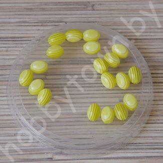 Бусины овальные 9x12 мм (цв. жёлтый) 1 шт.