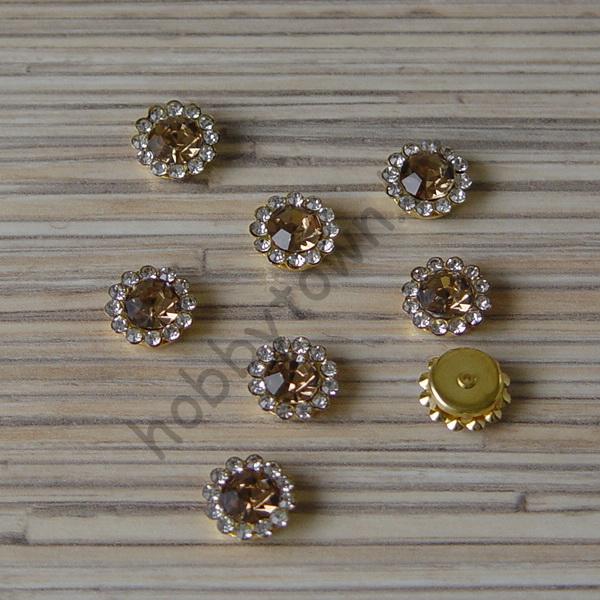 Кабошон флоризель пришивной металл+стразы Цветочек 12 мм (цв. золото-бежевый) 1шт.