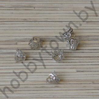 Шапочки для бусин Трапеция 12 мм (цв. тёмное серебро) 1шт.