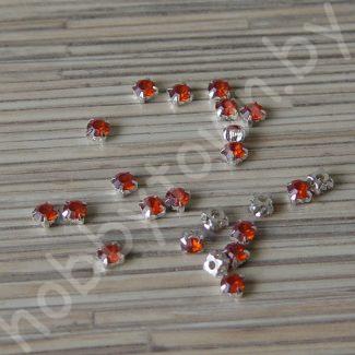 Стразы в серебряной оправе SS25 (5 мм) (цв. оранжевый) 10 шт.