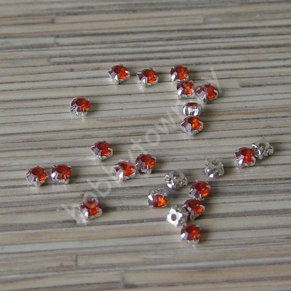 Стразы в серебряной оправе SS25 (5 мм) (цв. оранжевый) 10 шт.