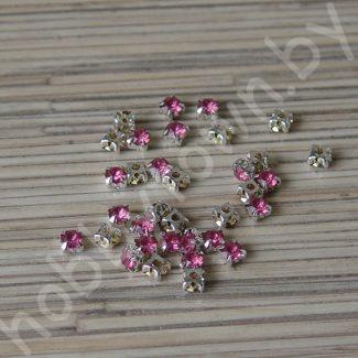 Стразы в серебряной оправе SS25 (5 мм) (цв. розовый) 10 шт.