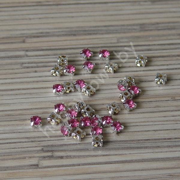 Стразы в серебряной оправе SS25 (5 мм) (цв. розовый) 10 шт.