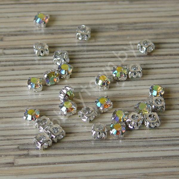 Стразы в серебряной оправе SS35 (7 мм) (цв. хамелеон) 10 шт.