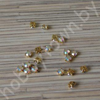 Стразы в золотой оправе SS25 (5 мм) (цв. хамелеон) 10 шт.
