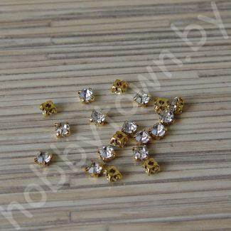 Стразы в золотой оправе SS25 (5 мм) (цв. прозрачный) 10 шт.