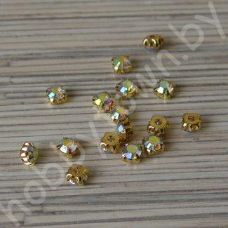 Стразы в золотой оправе SS35 (7 мм) (цв. хамелеон) 10 шт.